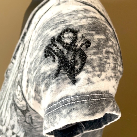 Route 66 slim fit bling distressed t shirt - Picture 5 of 6